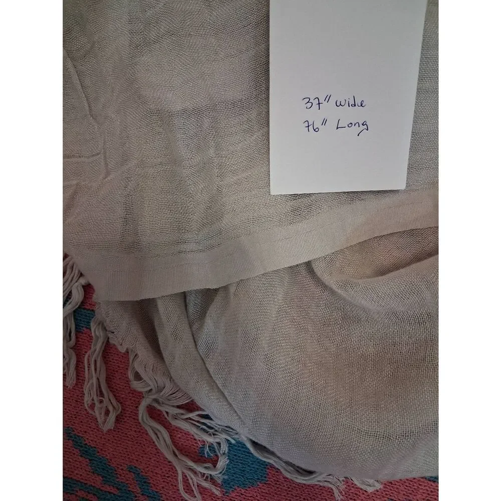 Love quotes womens long gauzy linen scarf beige cream spring summer lightweight